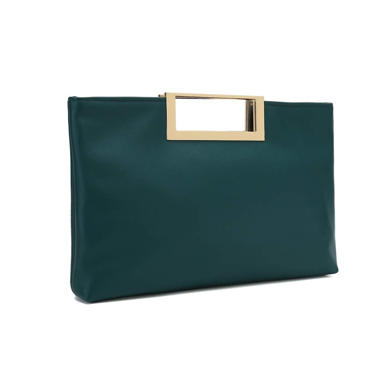CHARMING TAILOR Fashion PU Leather Handbag Stylish Women Convertible Clutch Purse (Emerald Green) - Image 2